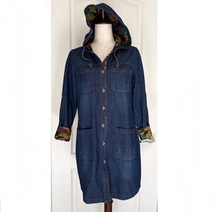 CELLABIE Blue Denim Camo Accent Hooded Coat